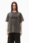 Skyline T-Shirt in Used-Optik aus Wildleder-Baumwollfrottee