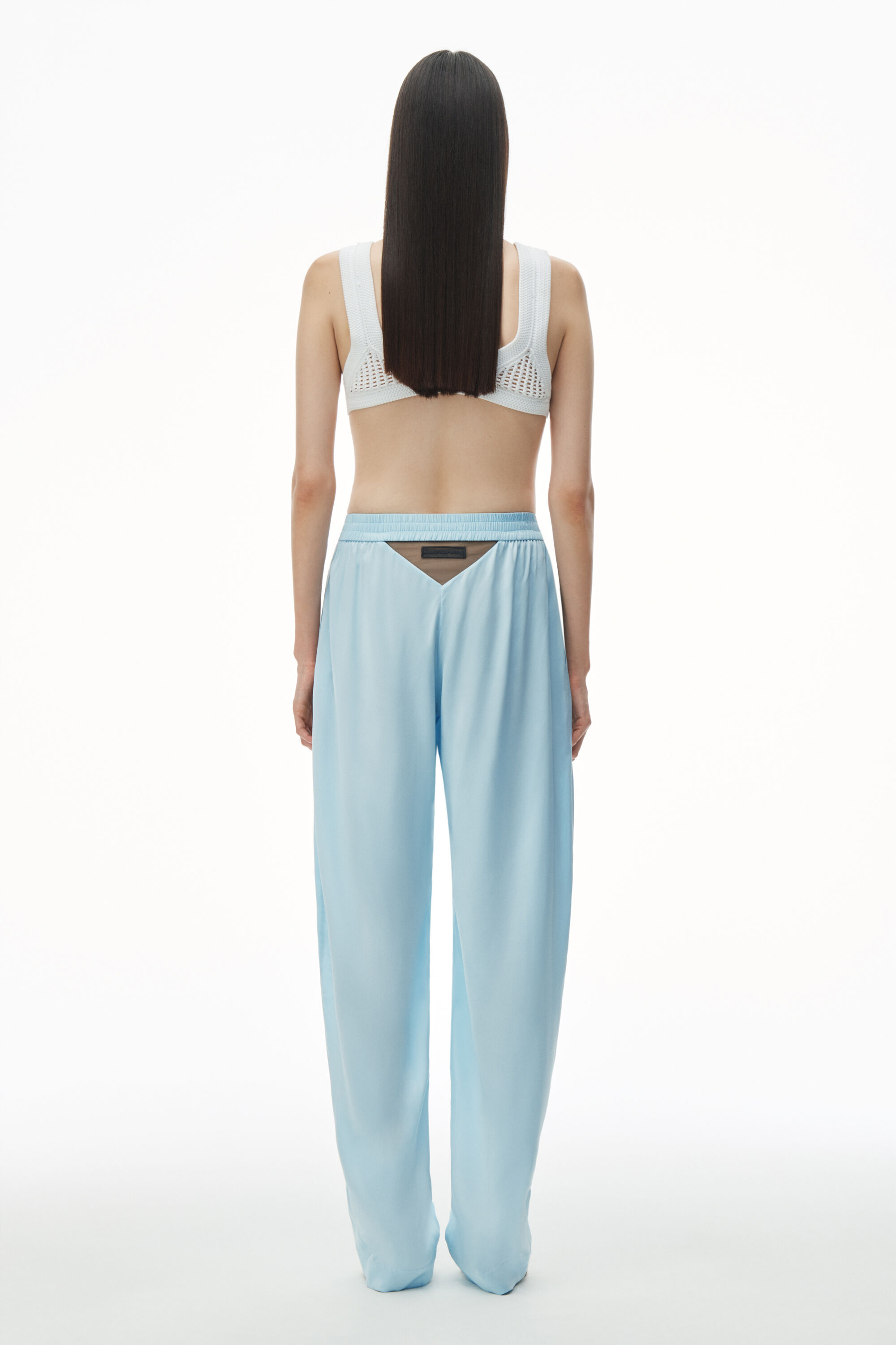 alexanderwang Logo Cutout Boxer-Style Pant in Silk SHINE BLUE 