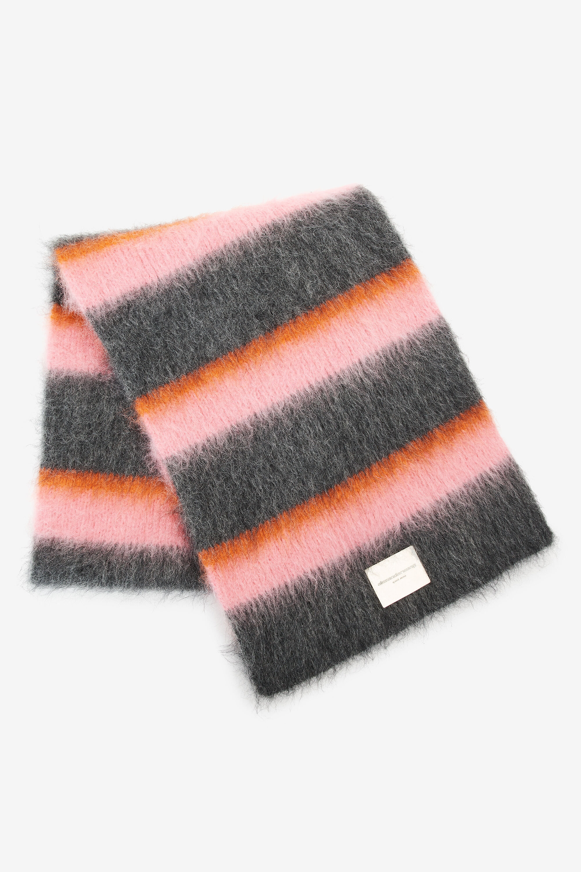 alexanderwang logo scarf in brushed stripe mohair GREY MULTI