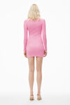 Alexander Wang begonia pink long sleeve loungewear dress in ribbed cotton jersey