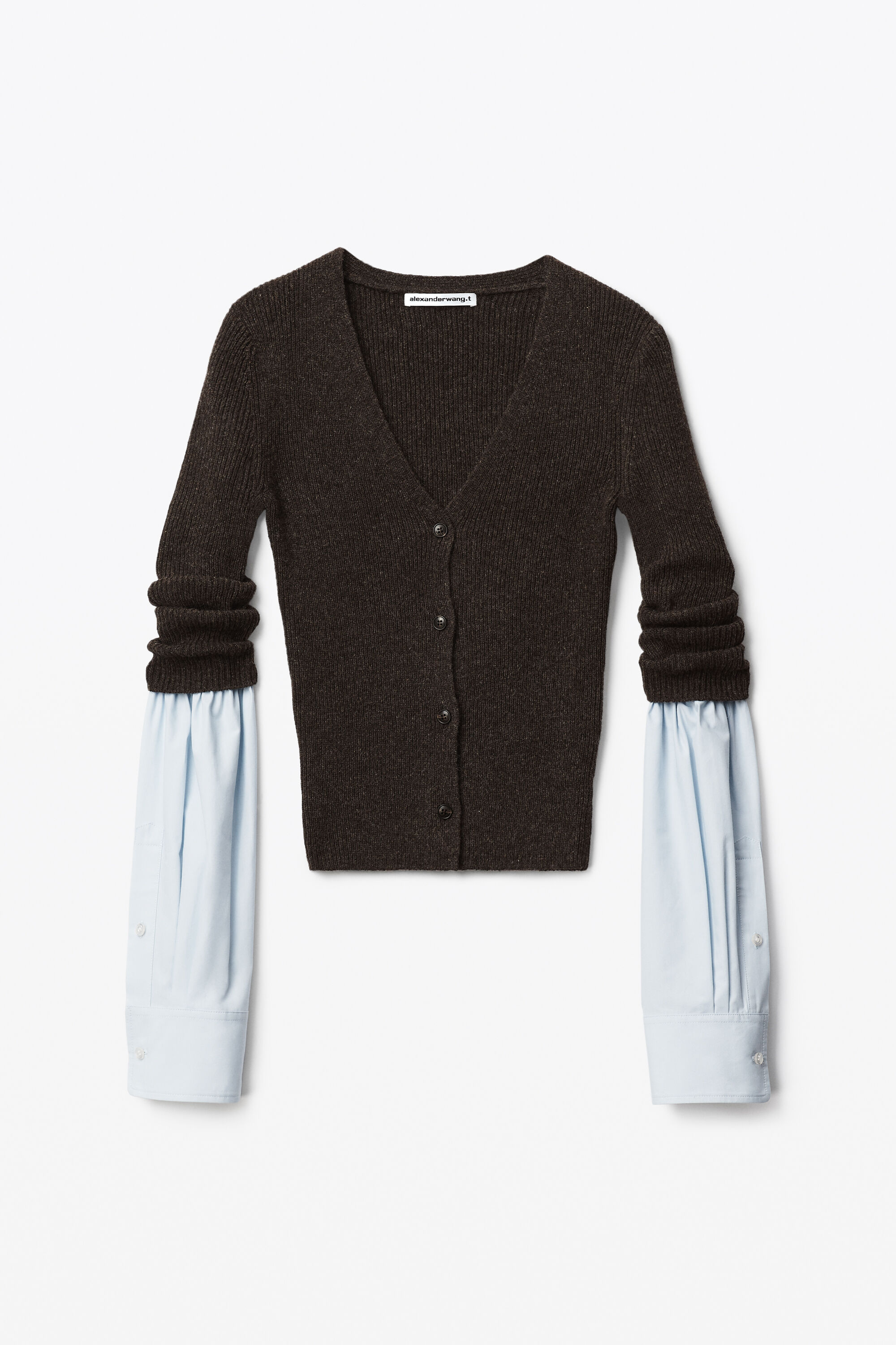 alexanderwang RIBBED CARDIGAN IN CLASSIC YAK CHARCOAL 