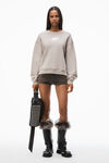 Alexander Wang washed oyster baumwollfrottee-sweatshirt mit geprägtem klingenlogo