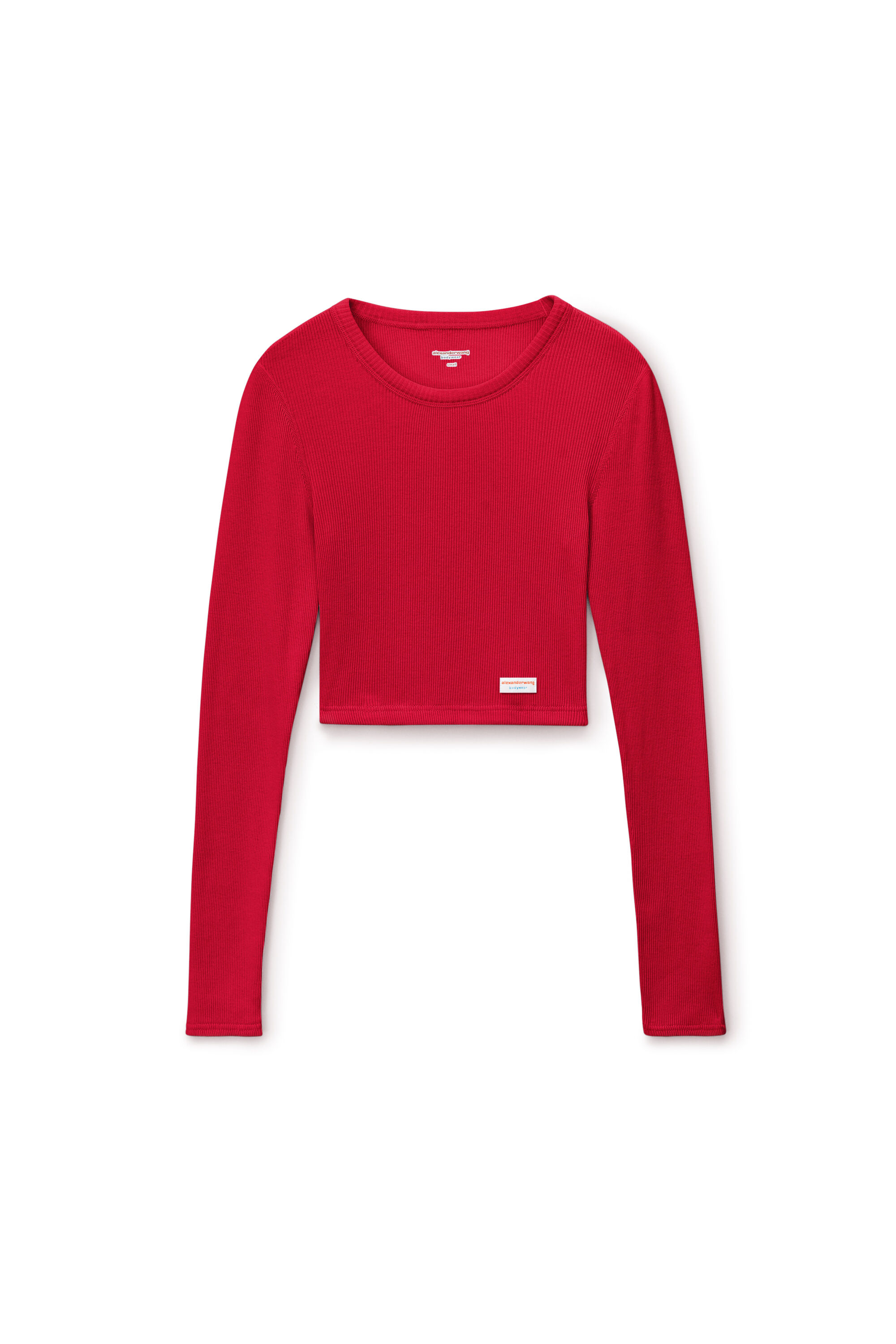 alexanderwang Cropped Long-Sleeve Tee in Ribbed Cotton Jersey 