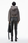 Alexander Wang washed granite cropped zip up hoodie in classic cotton terry