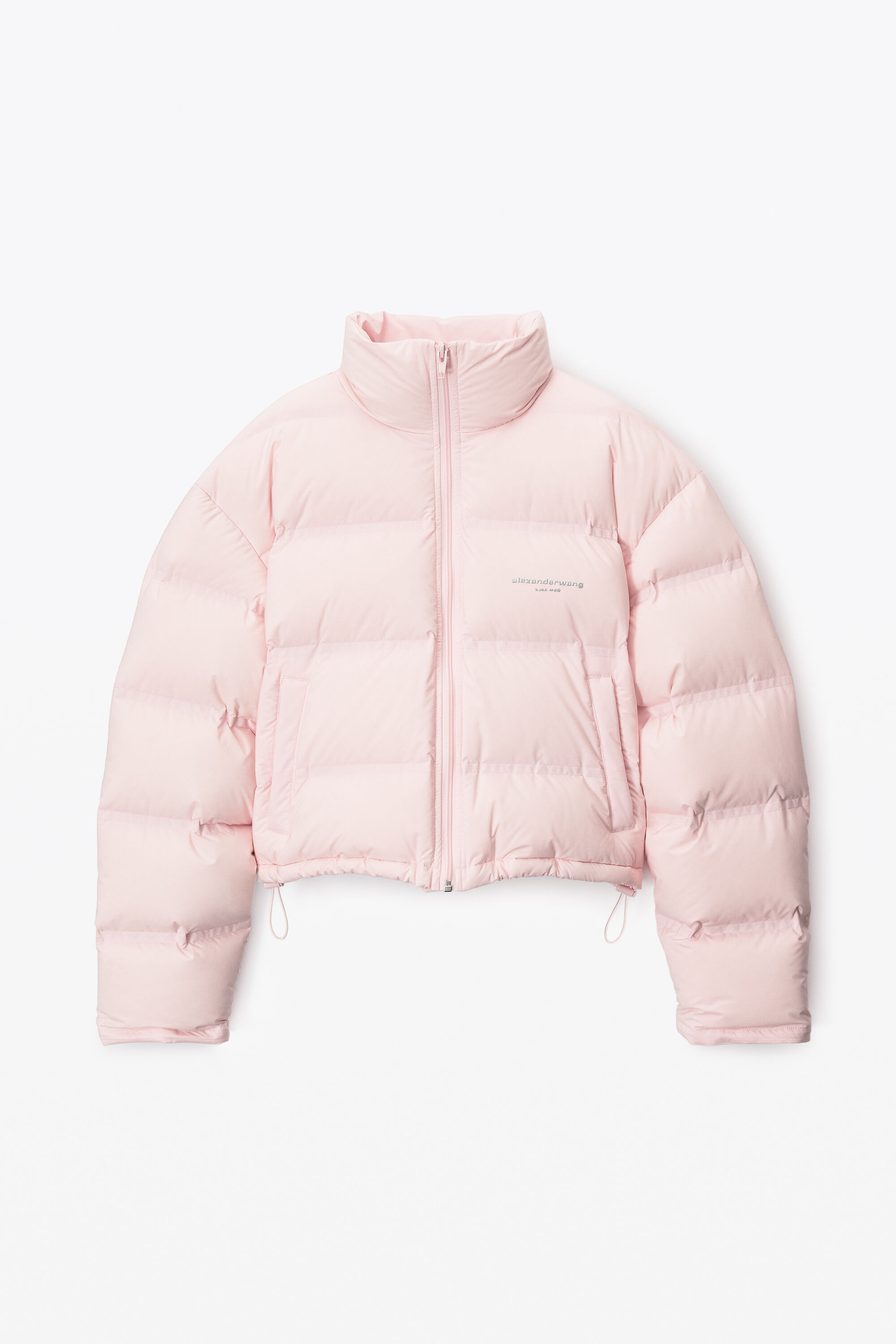 cropped puffer coat with reflective logo in LIGHT PINK | <li class 