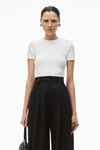 Alexander Wang white t-shirt aderente a maniche corte con logo jacquard