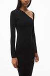 Alexander Wang black asymmetrisches langarm-bodycon-maxikleid