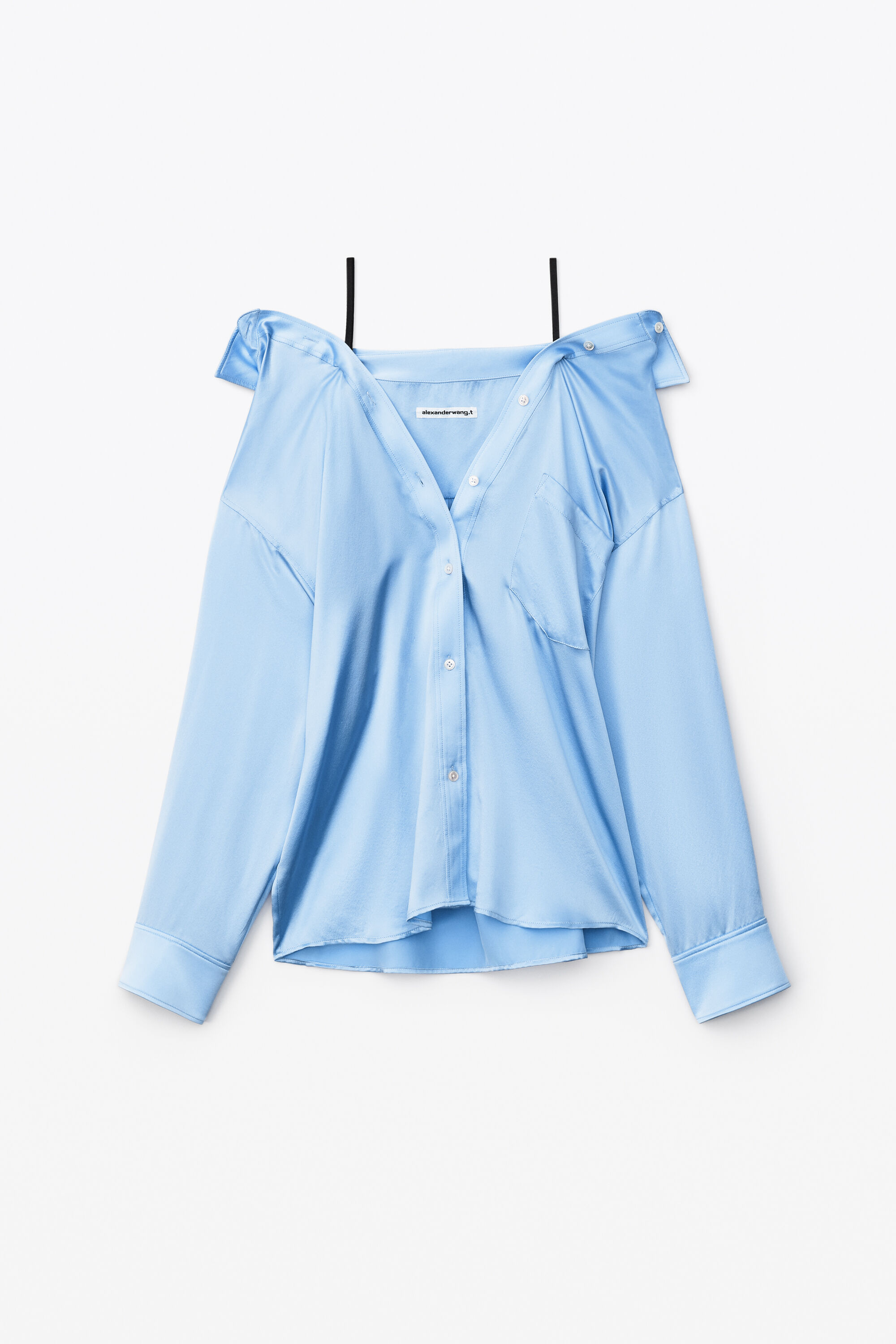 alexanderwang OFF-SHOULDER SHIRT IN SILK CHARMEUSE EASTER EGG