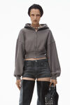 Alexander Wang washed granite felpa corta in cotone con zip e cappuccio