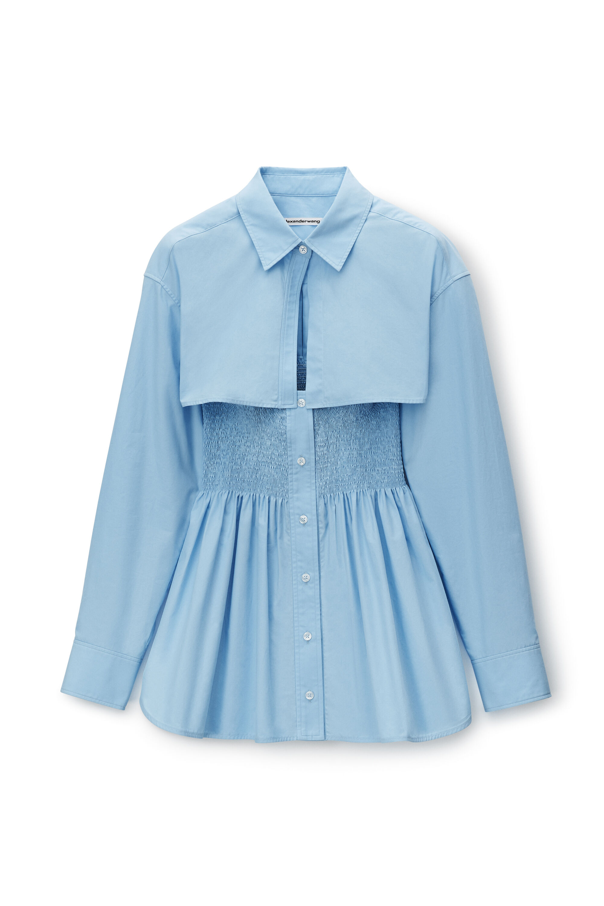 Smocked Mini Dress With Overshirt in CHAMBRAY BLUE | alexanderwang®