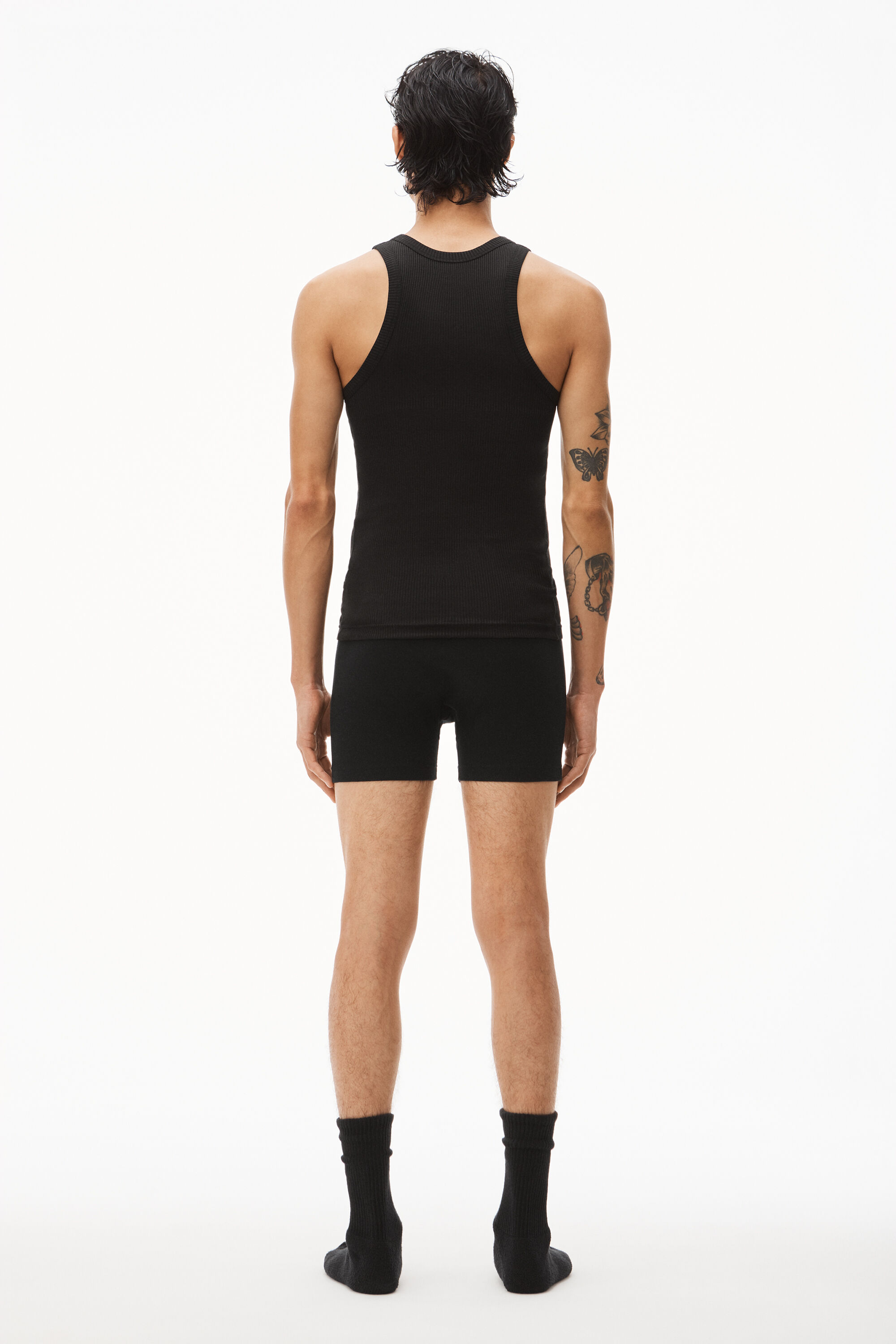 alexanderwang Tank in Ribbed Cotton Jersey BLACK