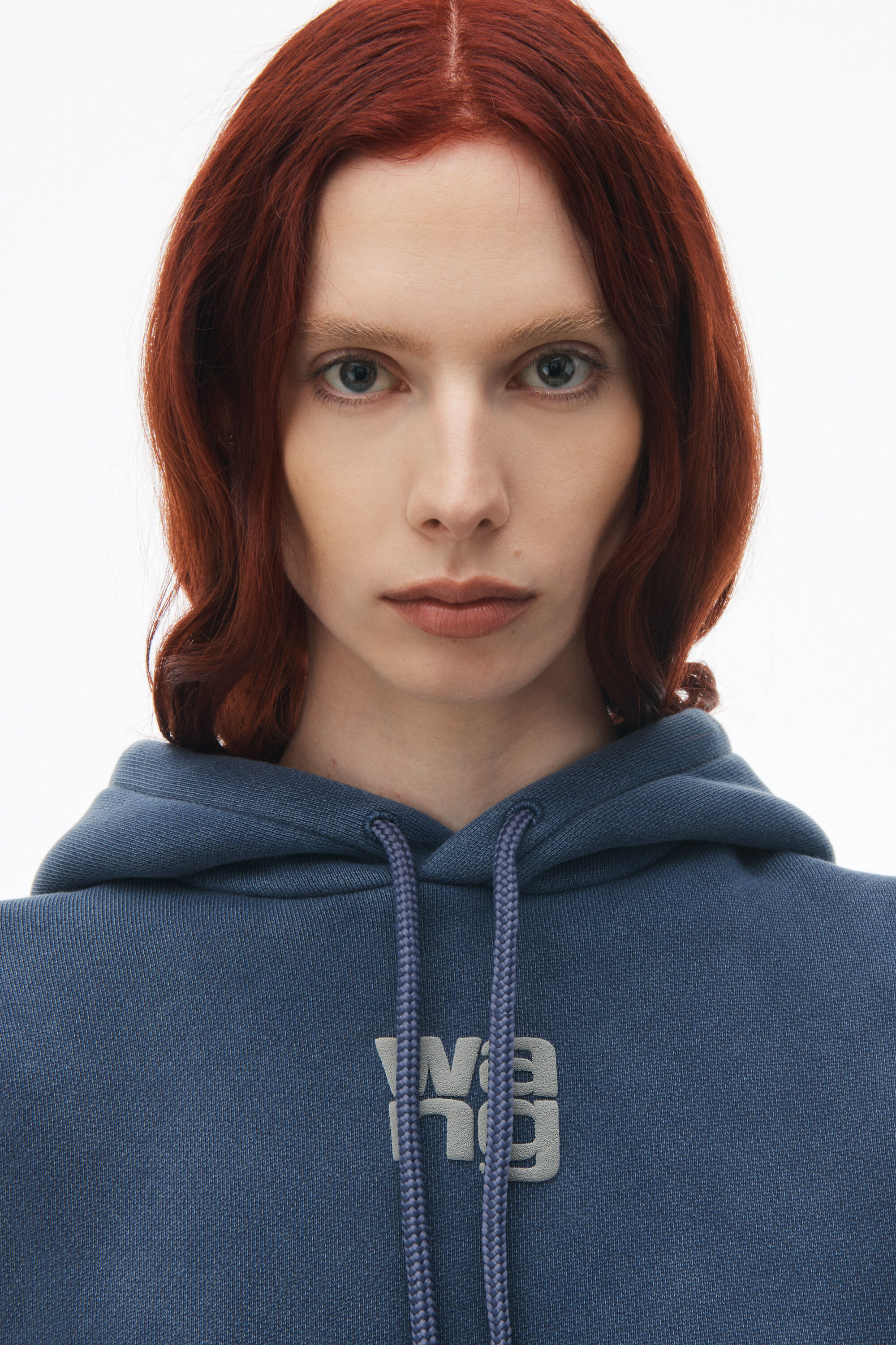 alexanderwang puff logo hoodie in terry MARITIME BLUE