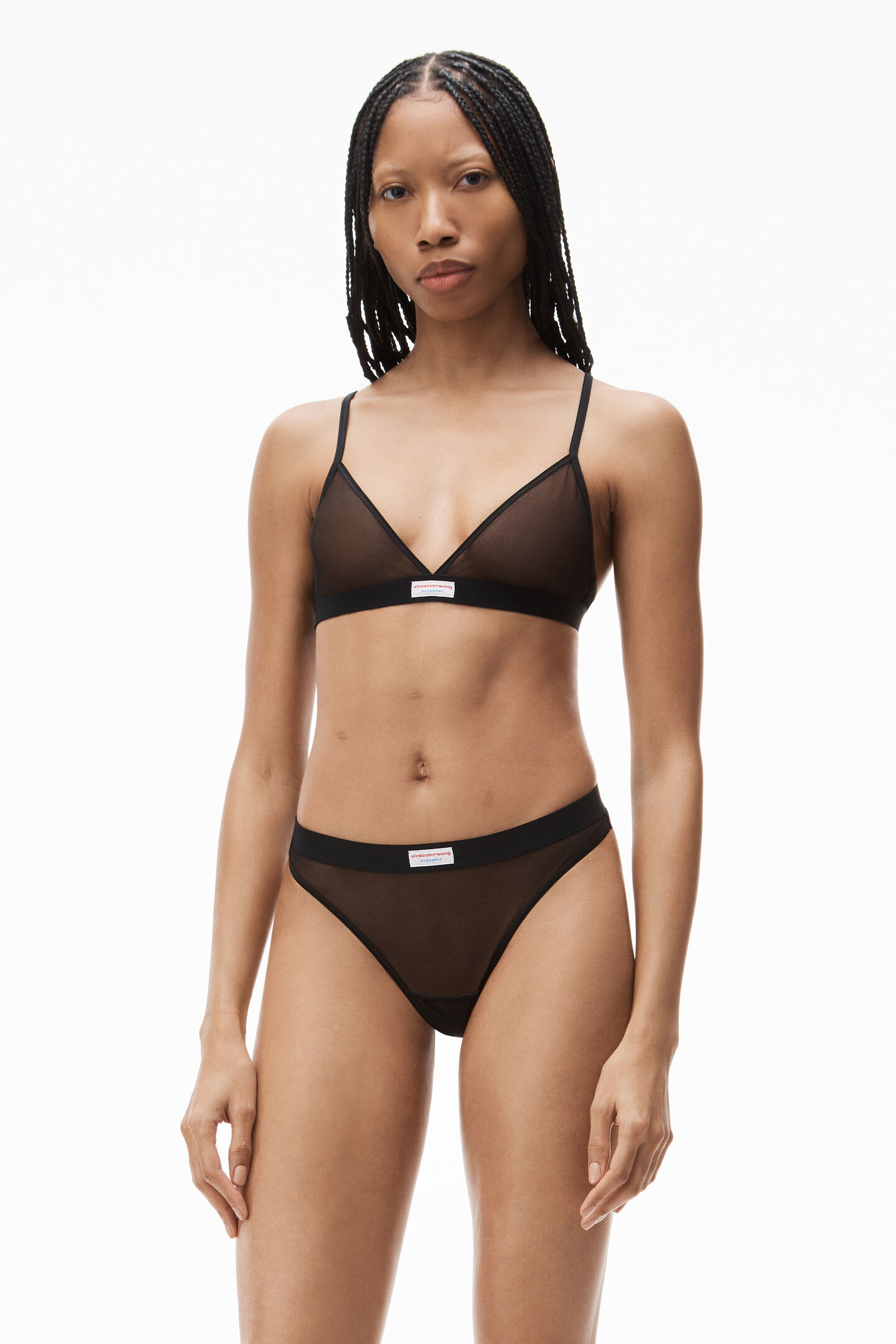 T by Alexander Wang Purple Lether Raw-Edged Triangle Bralette T by Alexander  Wang