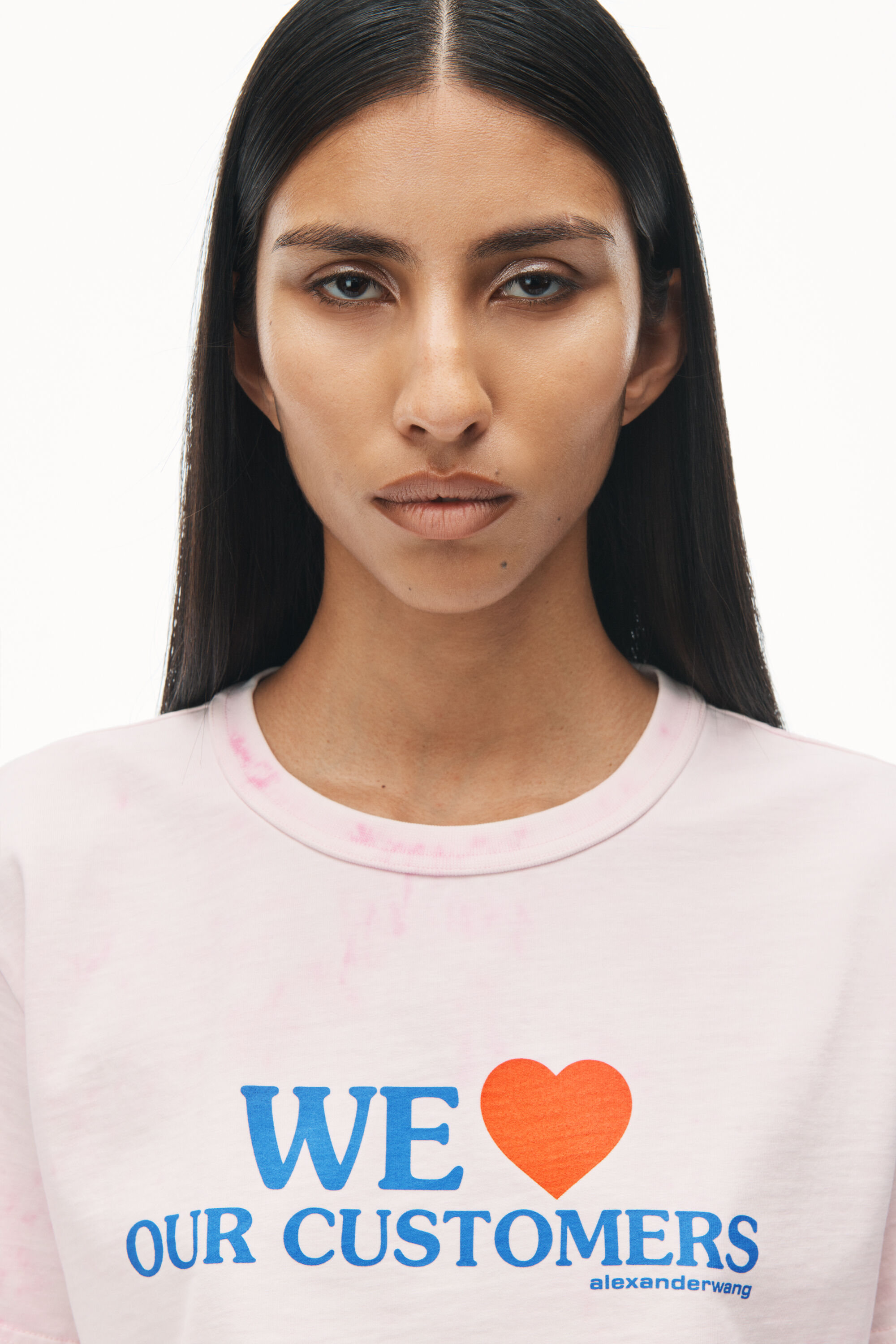 alexanderwang Love Our Customers Cropped Tee LT PINK BLEACH OUT