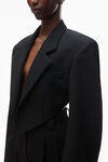 Alexander Wang black cropped tuxedo-style blazer with pointed hem