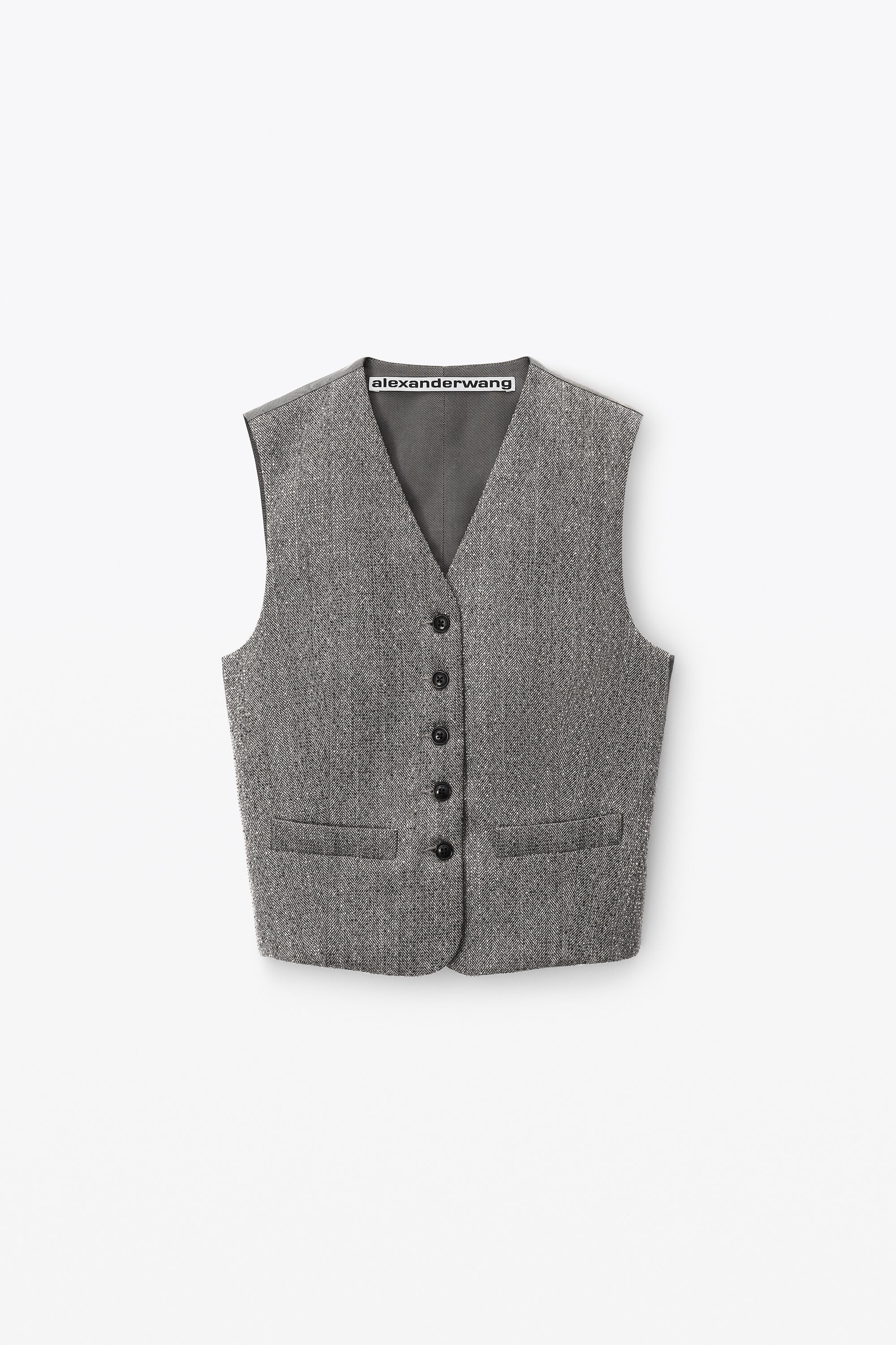 alexanderwang collarless vest in herringbone tailoring GREY/BLACK