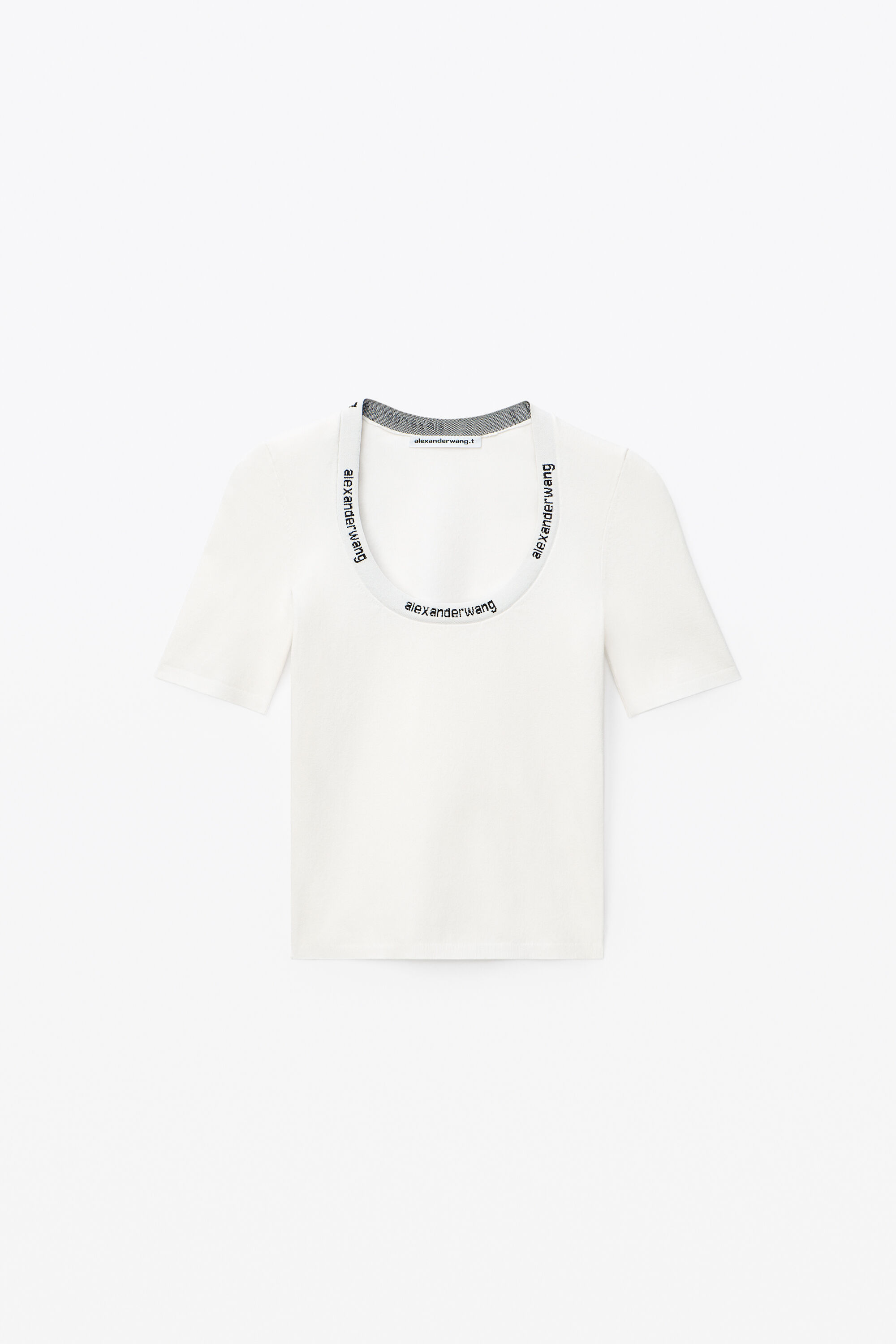 Alexanderwangストレッチニットロゴジャカードショートスリーブtシャツ