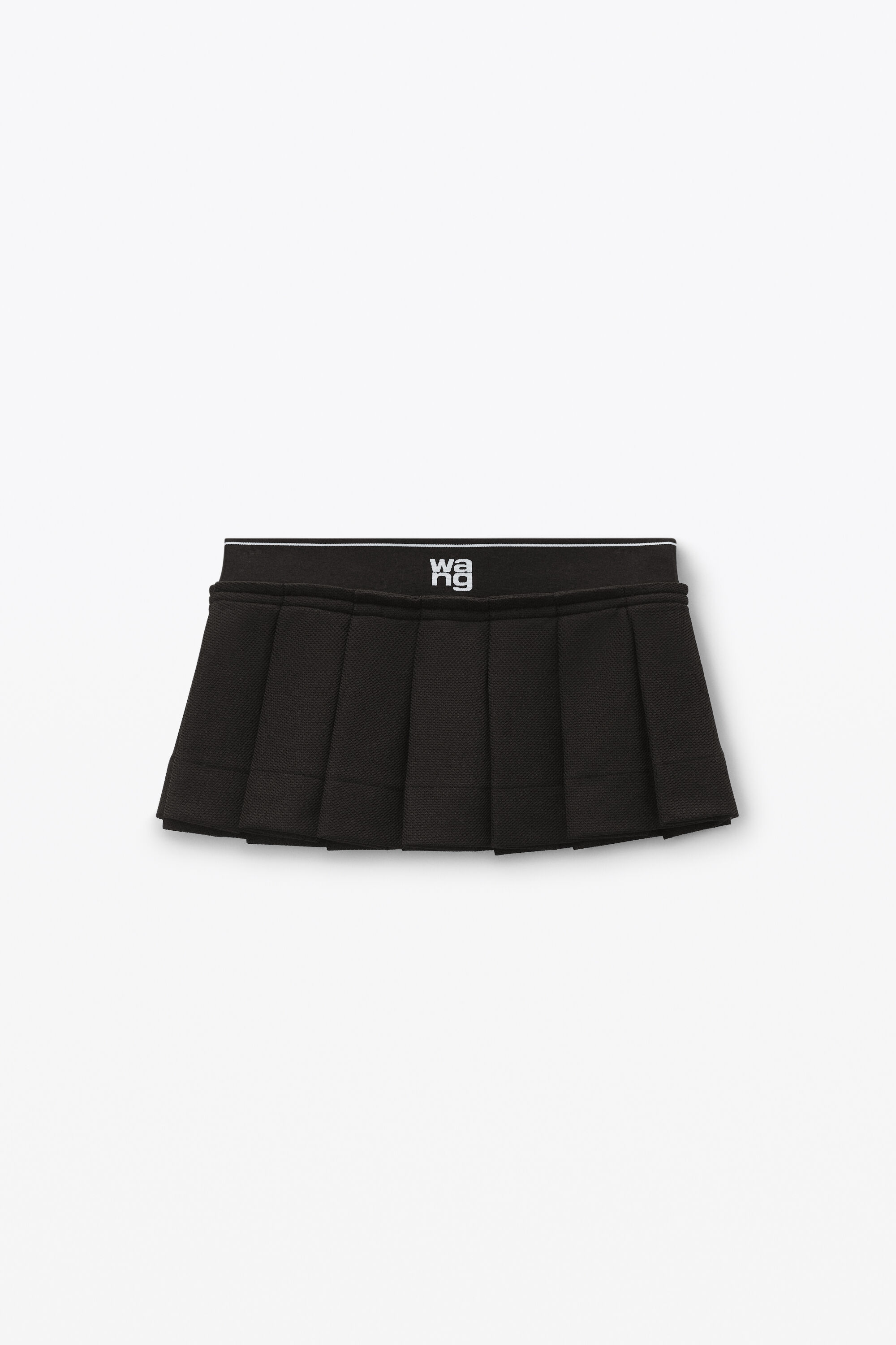 Logo Cheerleader Mini Skirt in pique in BLACK elastic waistband alexanderwang