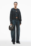 Alexander Wang aqua/black plaid plaid cardigan in jacquard knit