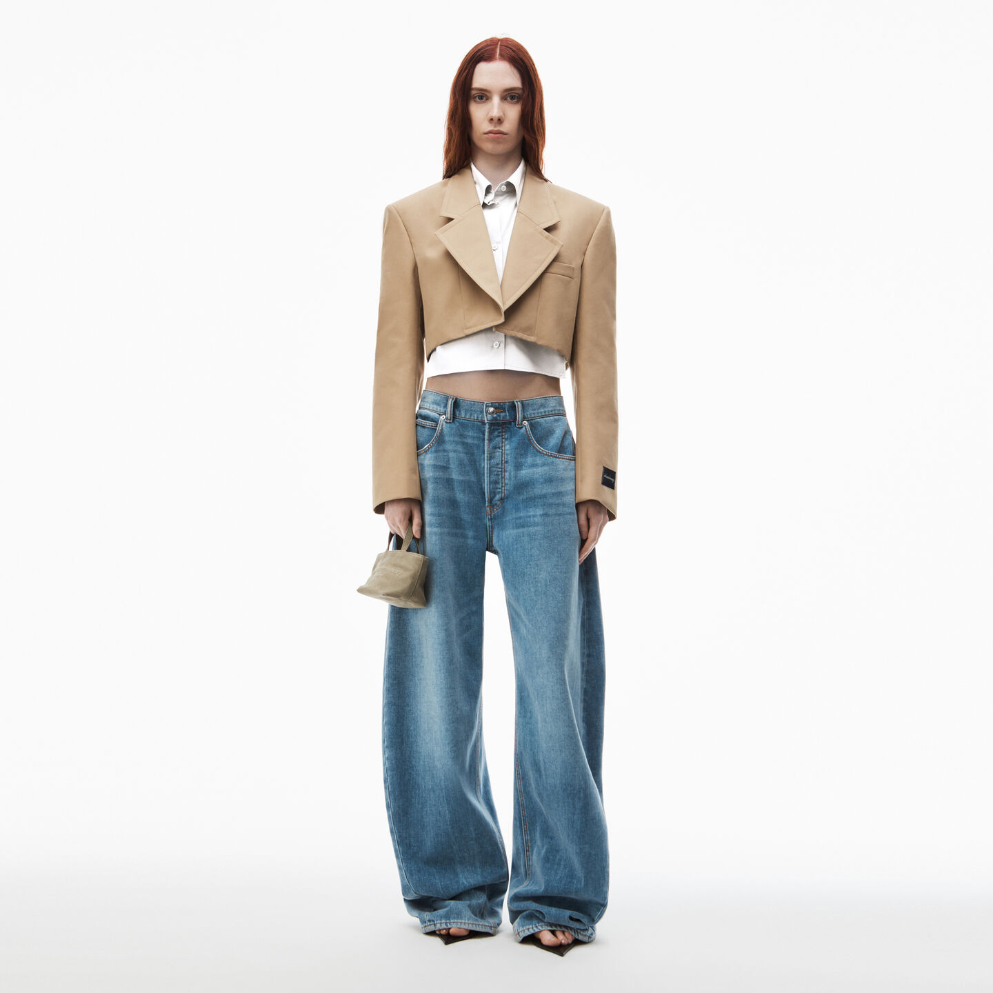 Alexander Wang Pre-styled Cropped Blazer With Dickie In Multi