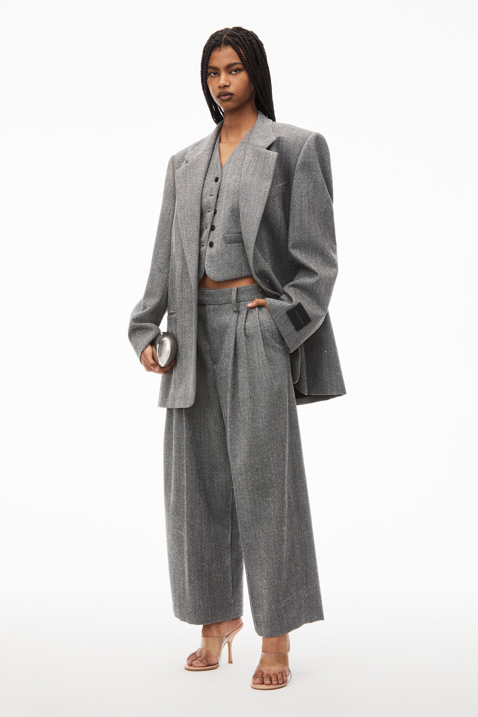 Grey herringbone blazer on sale womens