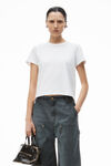 Alexander Wang white puff logo shrunken tee in cotton jersey