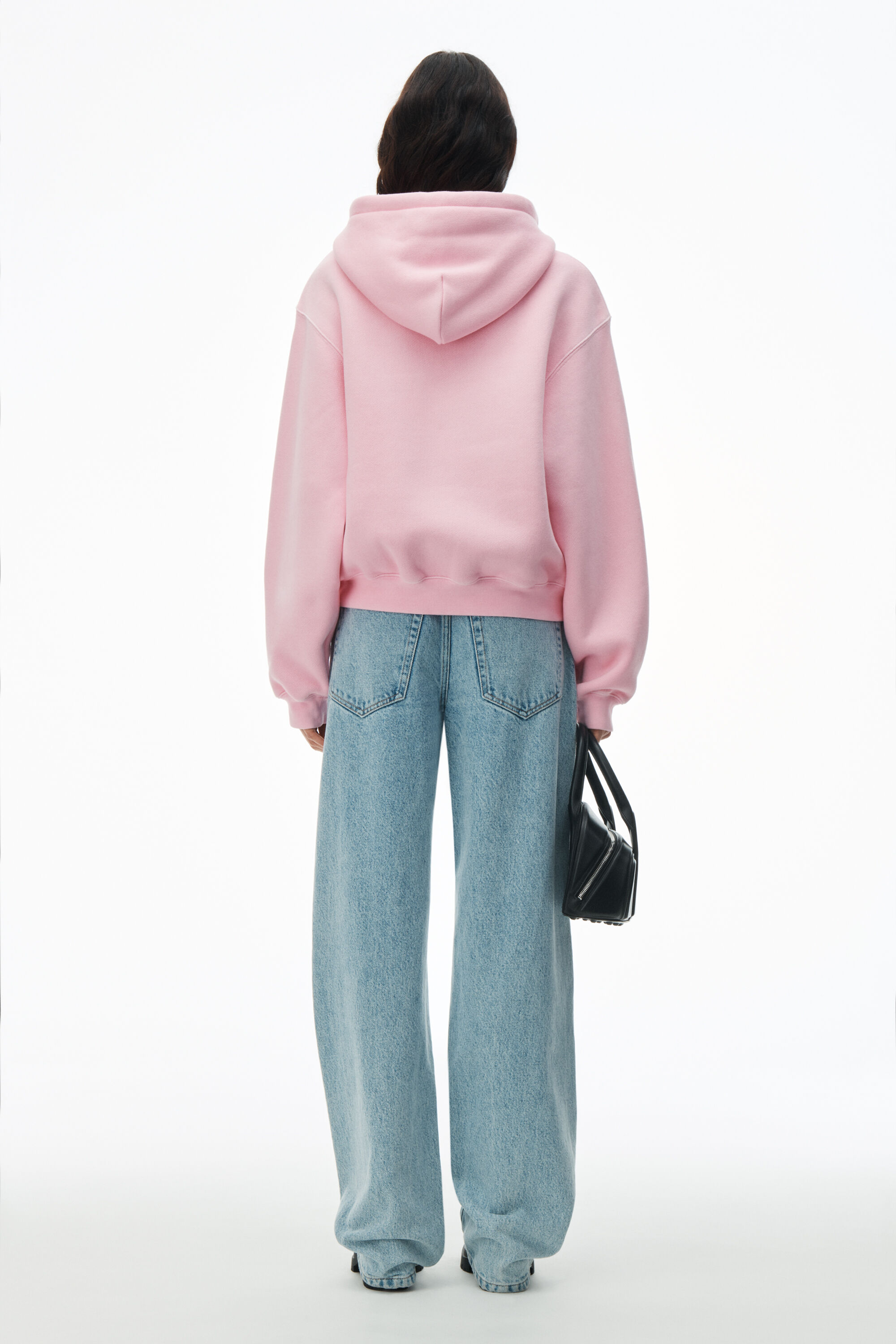 puff logo hoodie in structured terry in SOFT CANDY PINK 