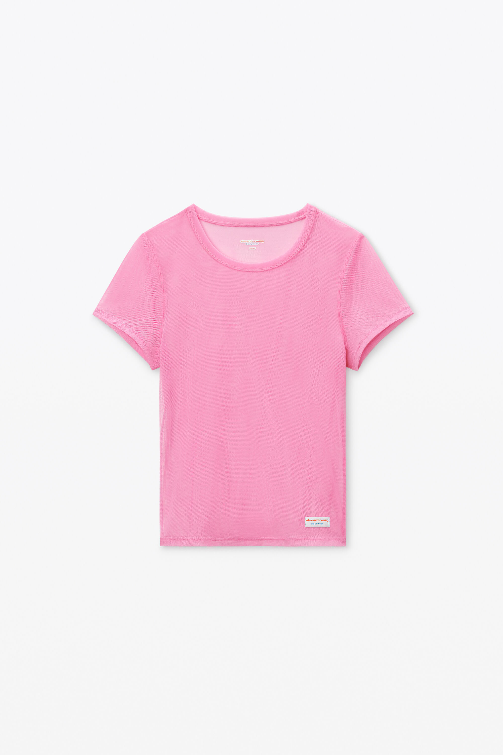 alexanderwang Bodycon Short-Sleeve Tee in Fine Mesh FUCHSIA PINK