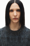 Alexander Wang aqua/black plaid karierter oversize-pullover aus birdseye-jacquard