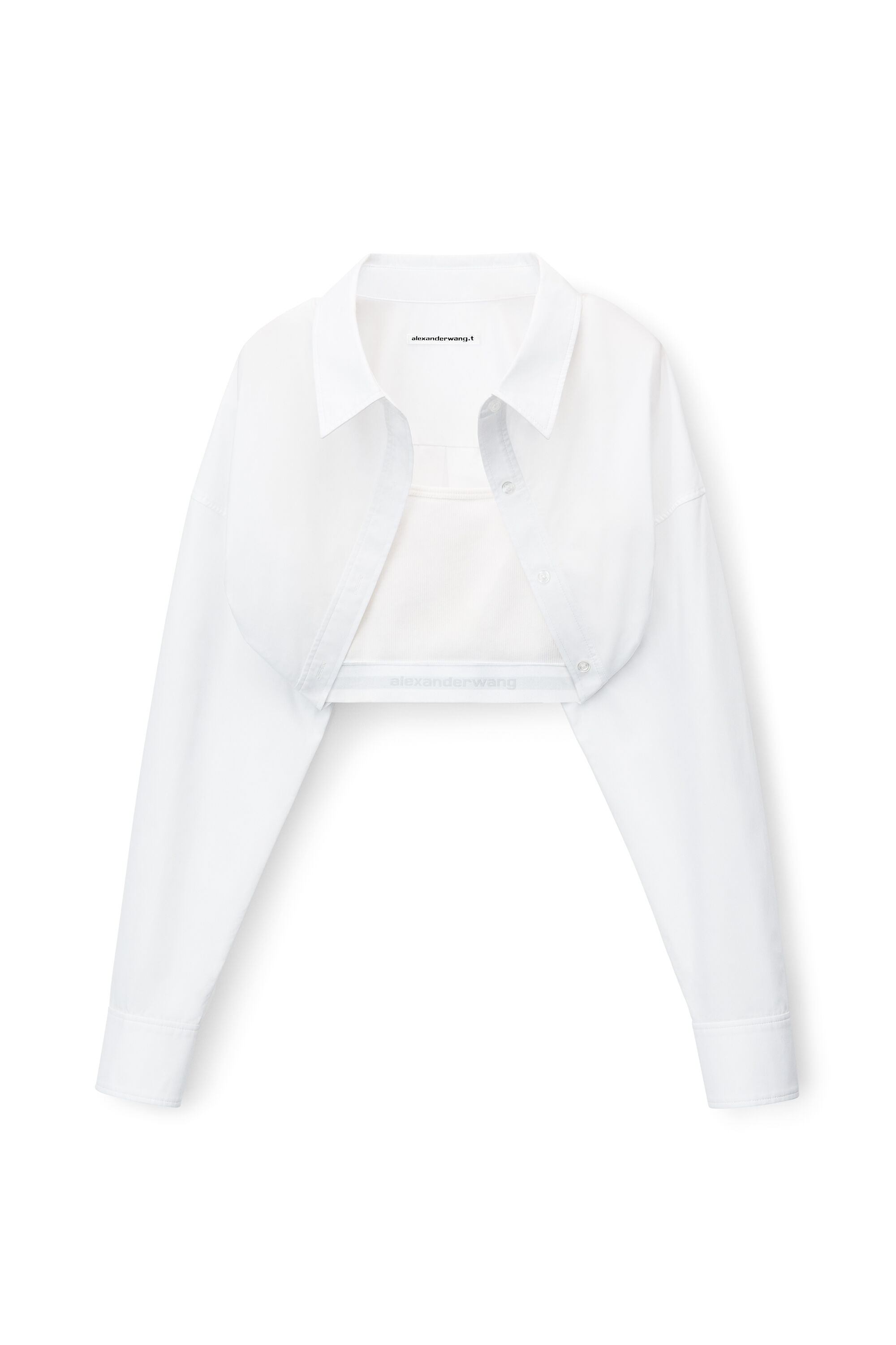 alexanderwang layered crop bolero in compact cotton WHITE