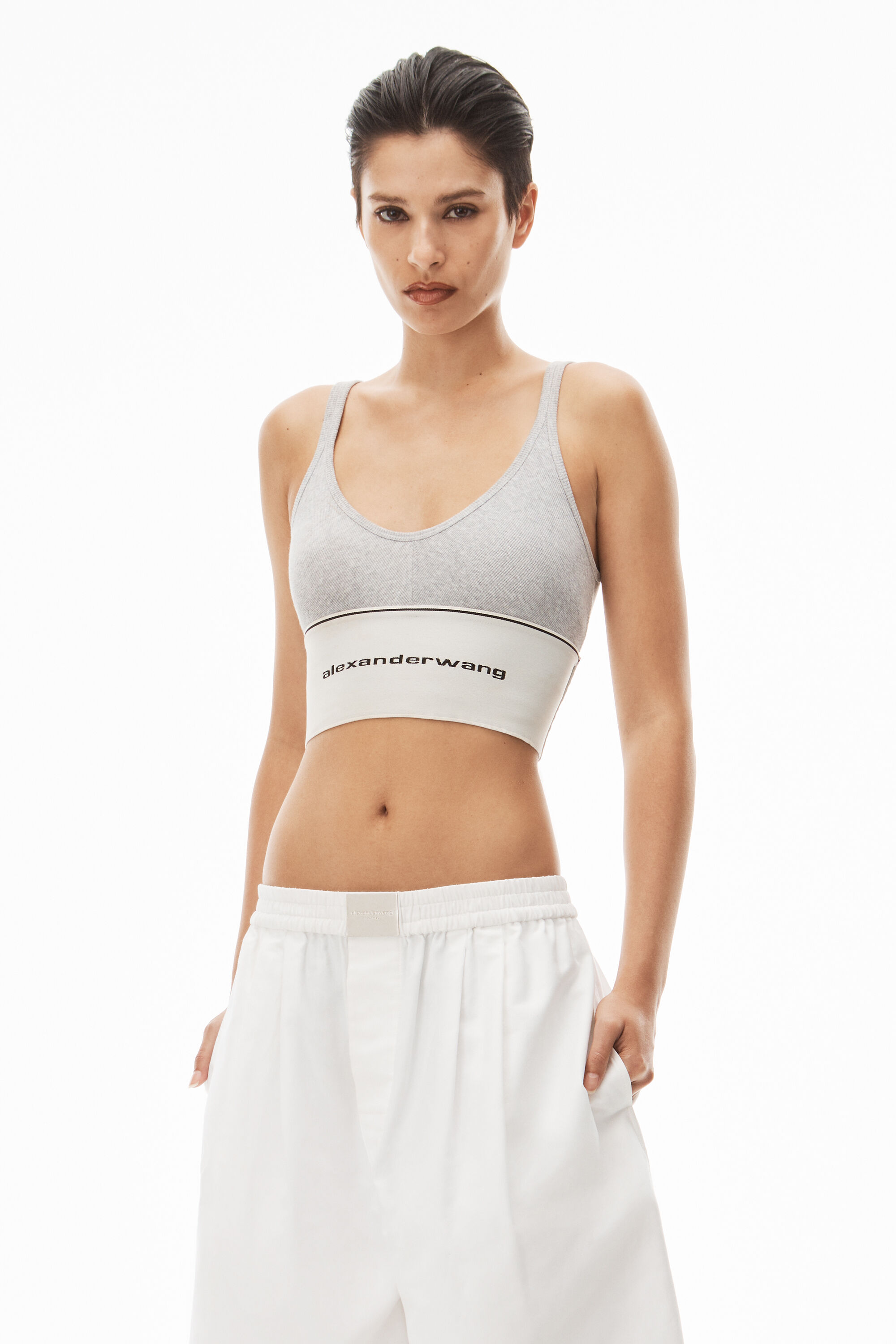 Women's Sports Bra With Crystal-studded Logo Trims by Alexander Wang