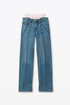 Alexander Wang vintage medium indigo pre-styled straight-leg slit-hem jeans in cotton