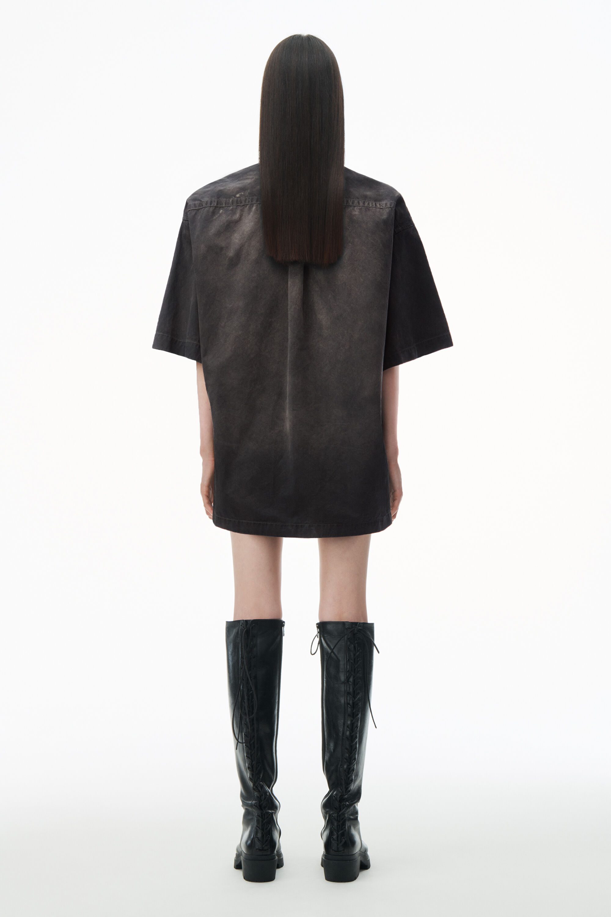 alexanderwang Pre-Styled Short Sleeve Minidress in Cotton WASHED 