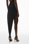 Alexander Wang black asymmetric slit maxi dress in wool twill