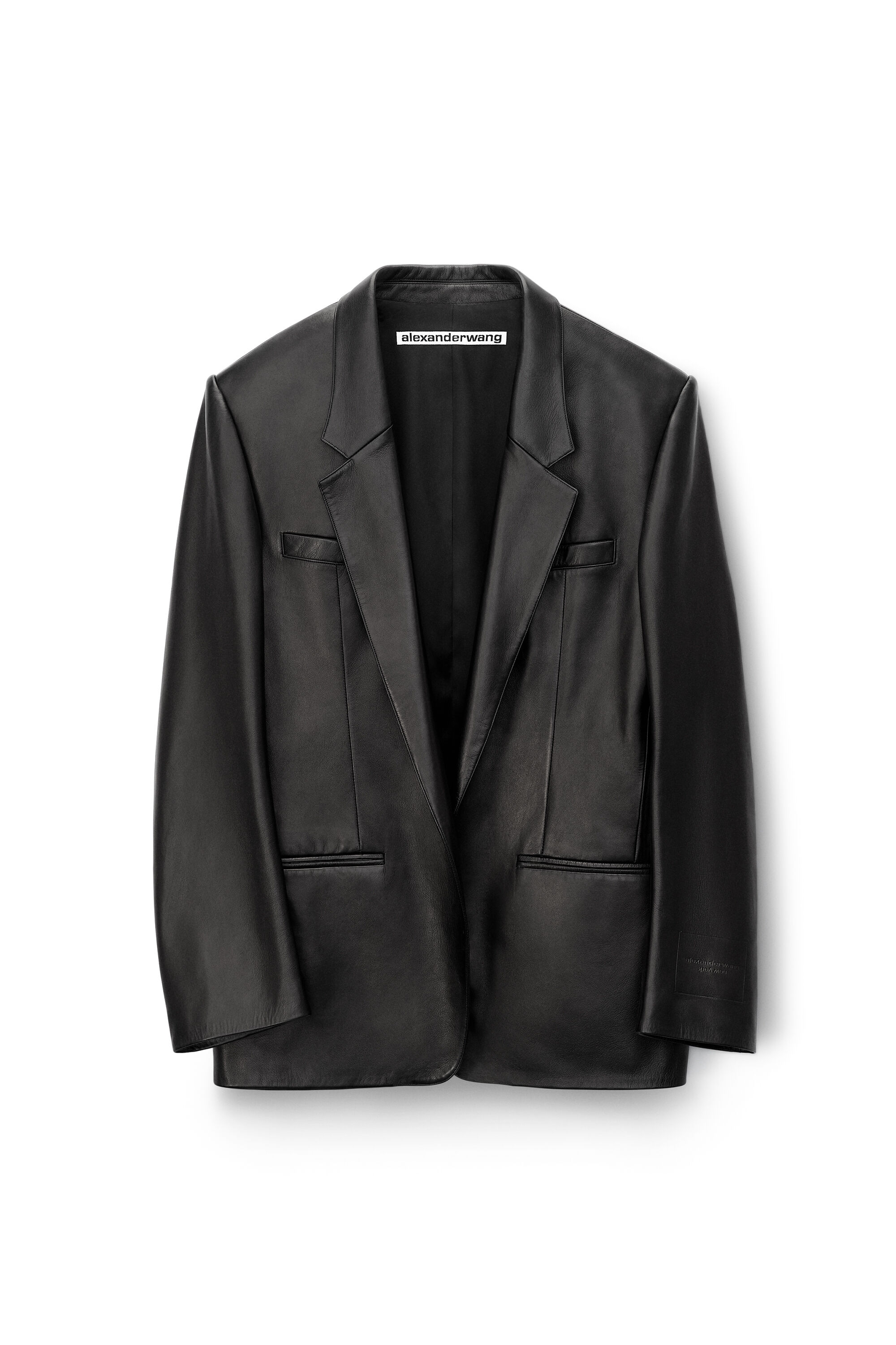 alexanderwang BLAZER IN BUTTERY LEATHER BLACK