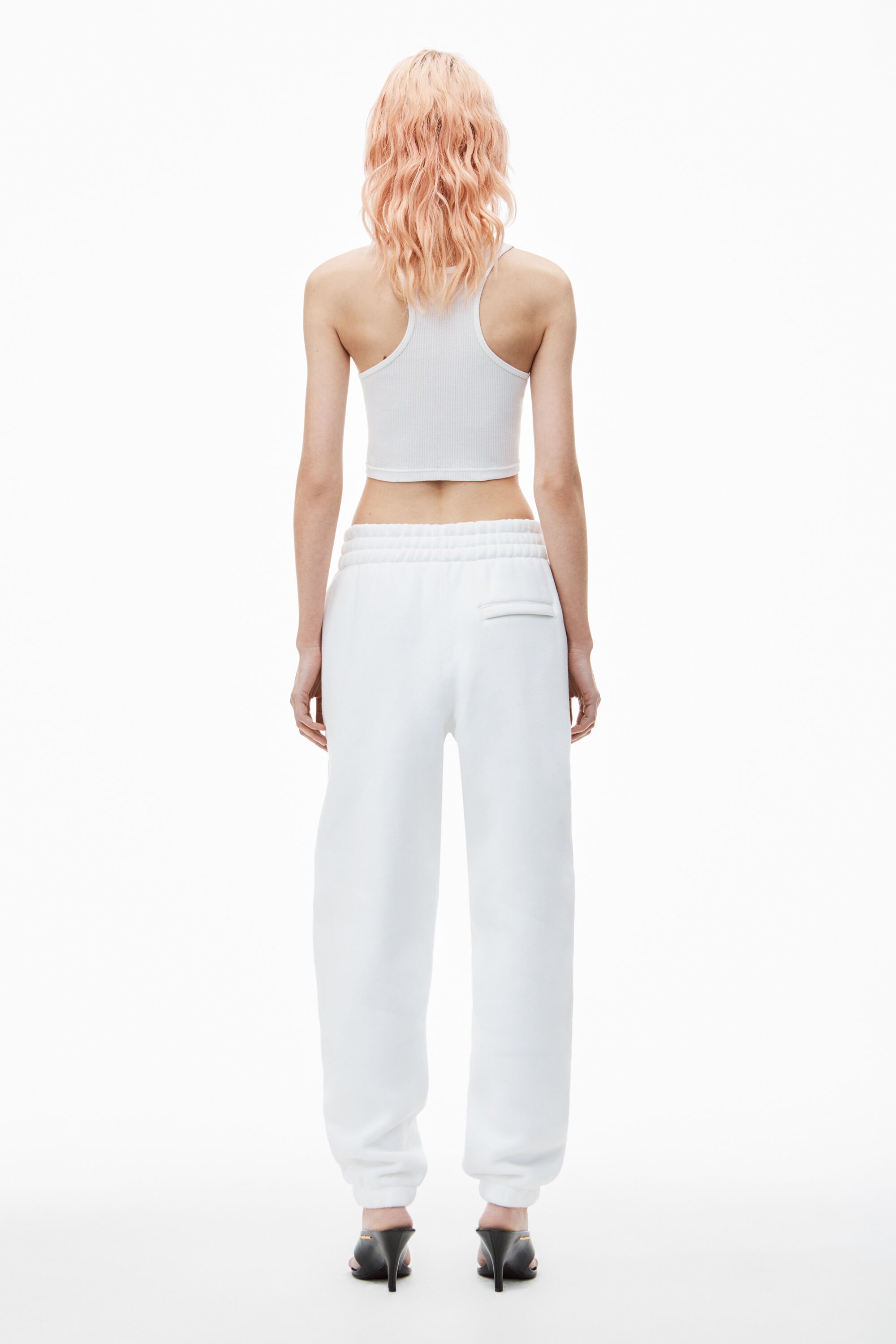 alexanderwang PUFF LOGO SWEATPANT IN STRUCTURED TERRY WHITE