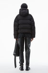 Alexander Wang black veste à capuche courte en plume et duvet