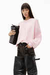 Alexander Wang ballerina pink logo embossed ribbed pullover in soft chenille