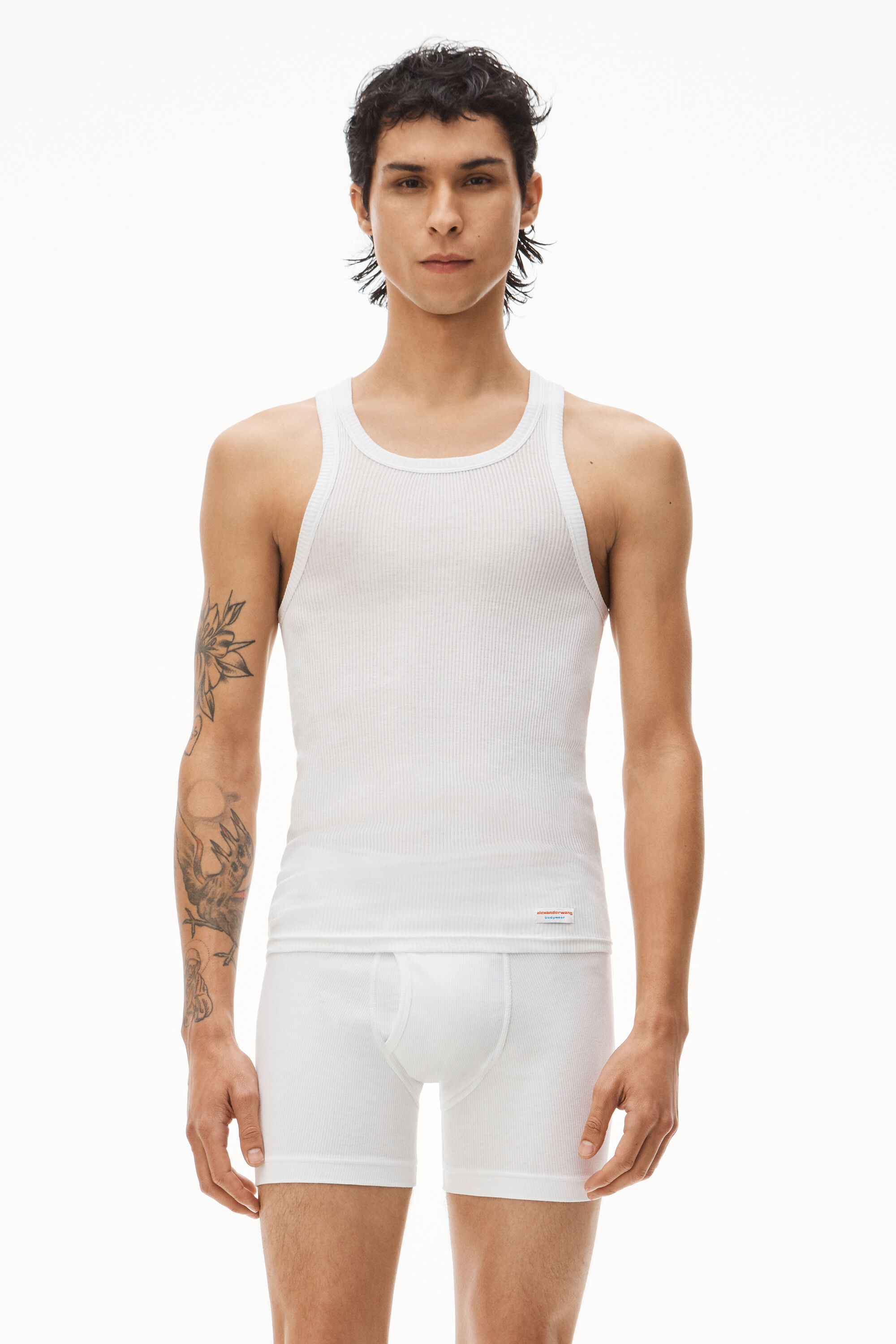 alexanderwang Tank in Ribbed Cotton Jersey WHITE