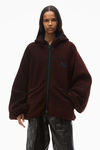 Alexander Wang washed maroon oversize-kapuzenjacke aus baumwolle