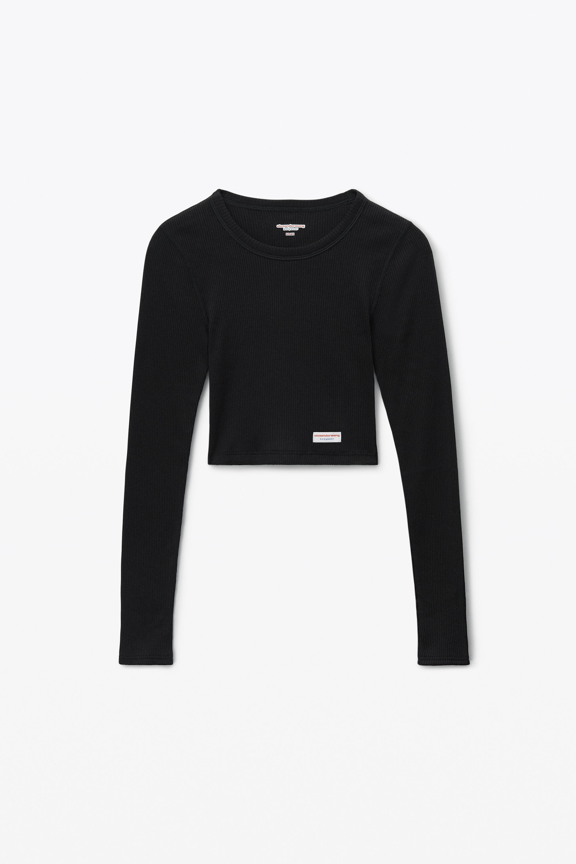 alexanderwang CROPPED LONG SLEEVE TEE IN RIBBED