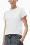 Alexander Wang white puff logo shrunken tee in cotton jersey