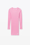 Alexander Wang begonia pink long sleeve loungewear dress in ribbed cotton jersey