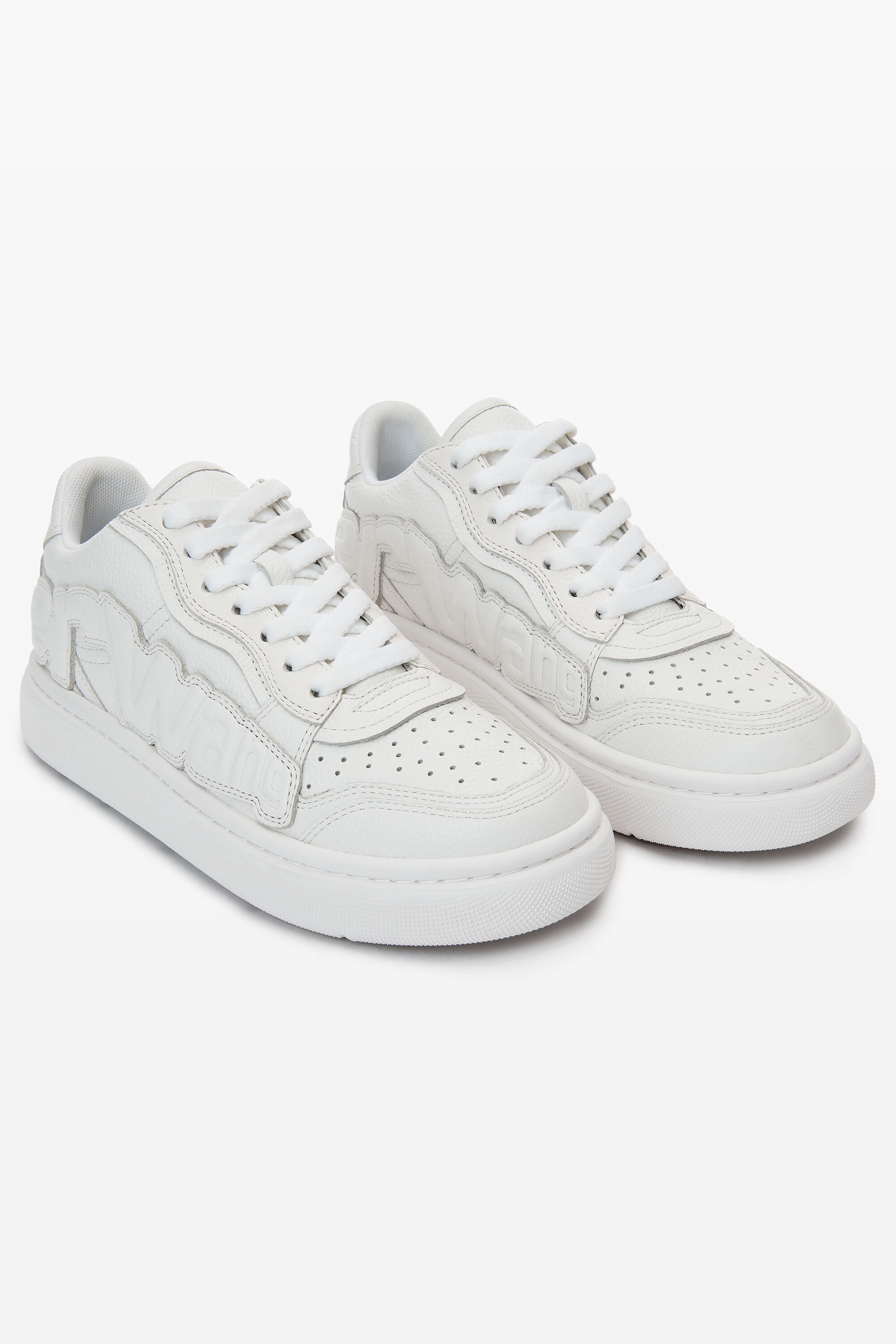 puff pebble leather sneaker with logo in OPTIC WHITE | upper 