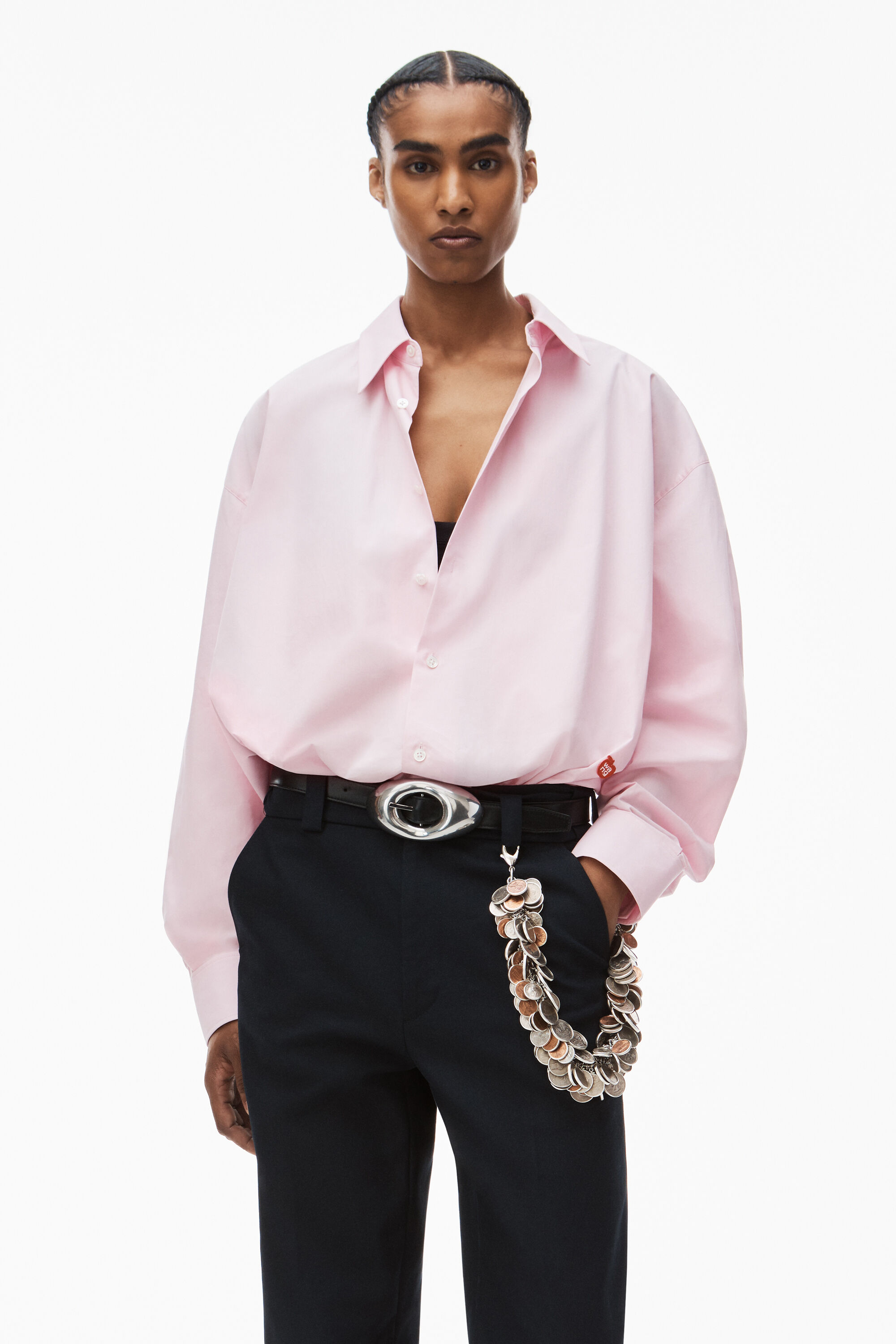 alexanderwang button up long sleeve boyfriend shirt in cotton with 