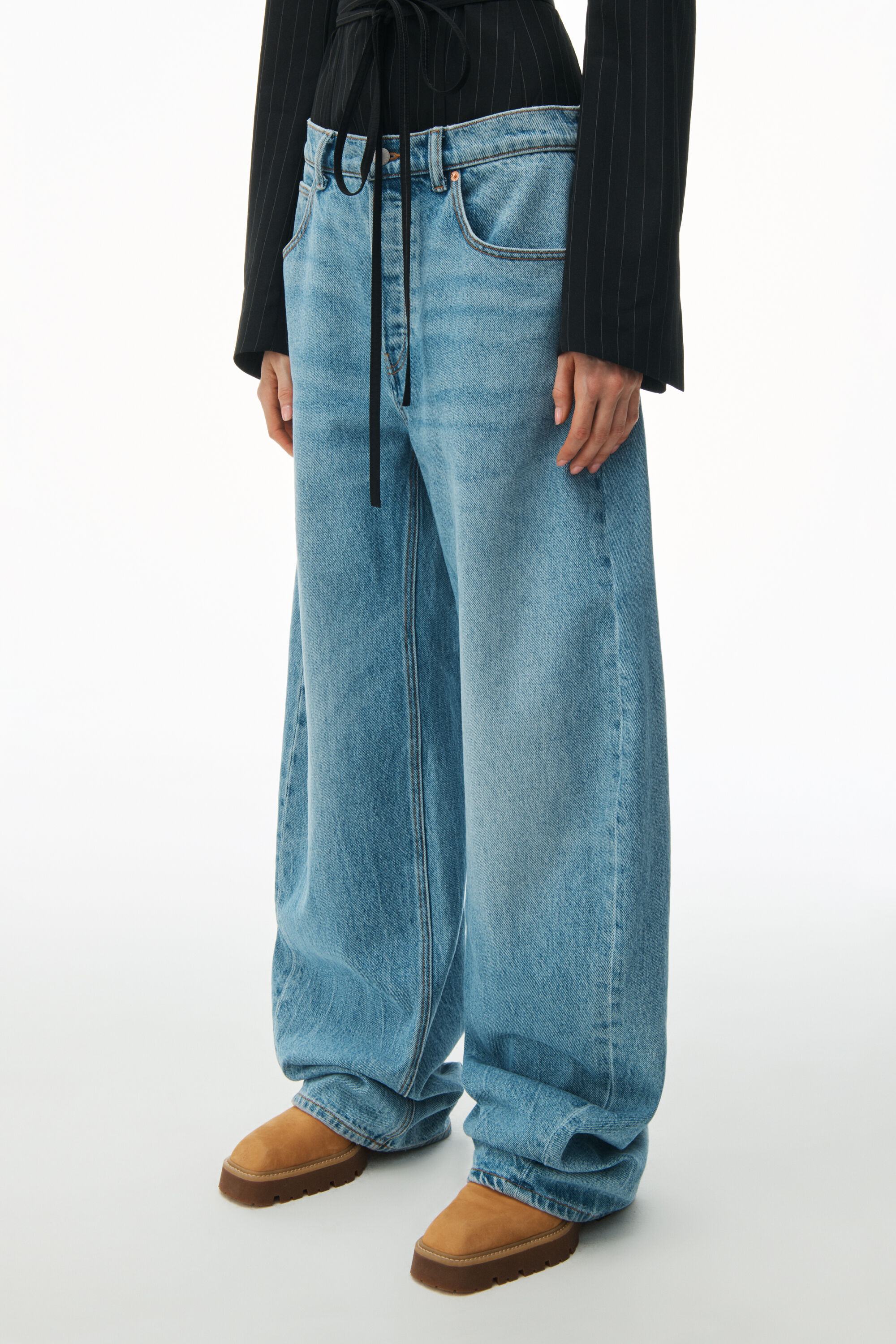 Oversized Low Rise Jean in Recycled Denim in CLASSIC LIGHT 