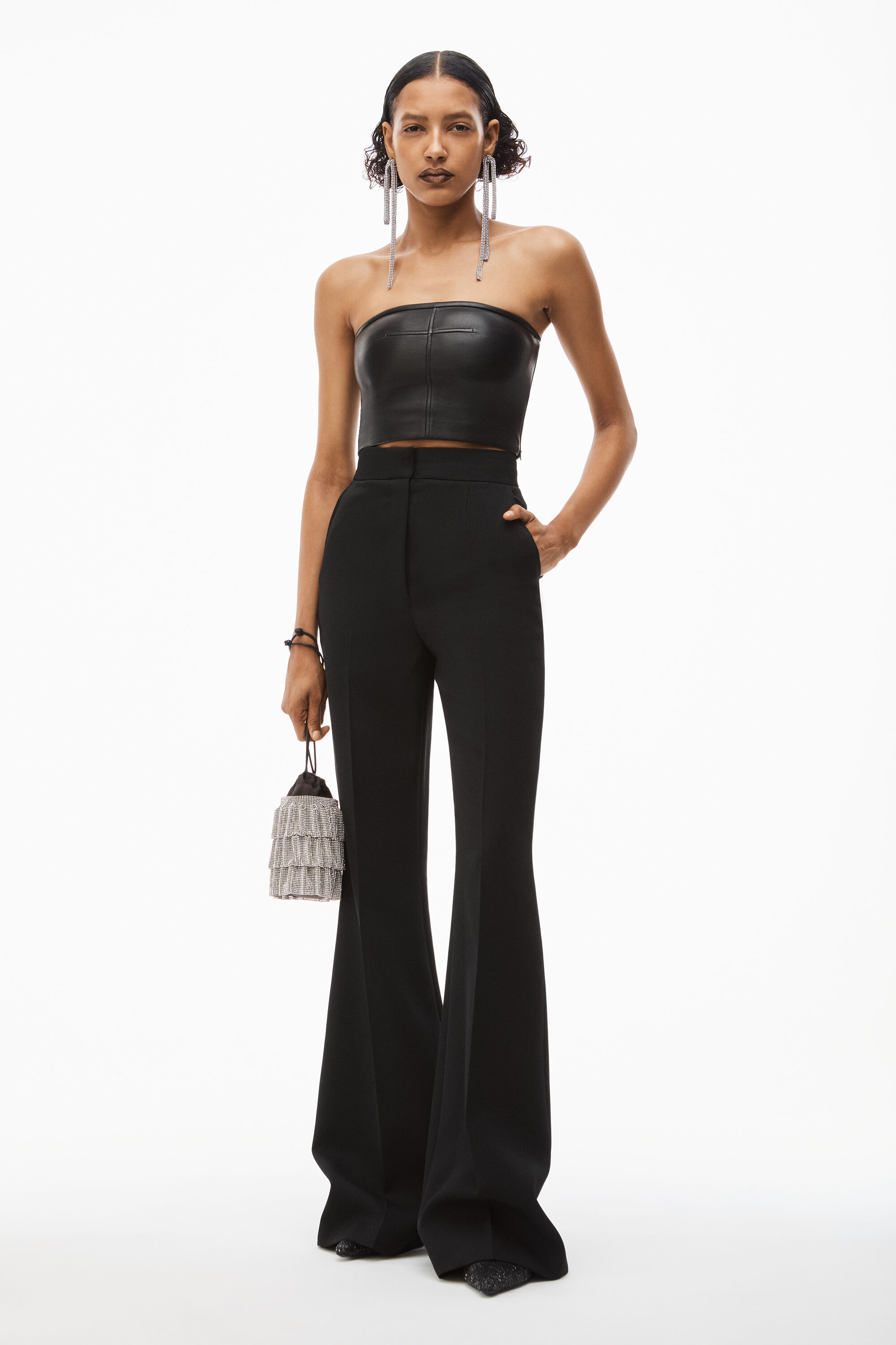 alexanderwang WIDE LEG PANT IN WOOL TAILORING BLACK