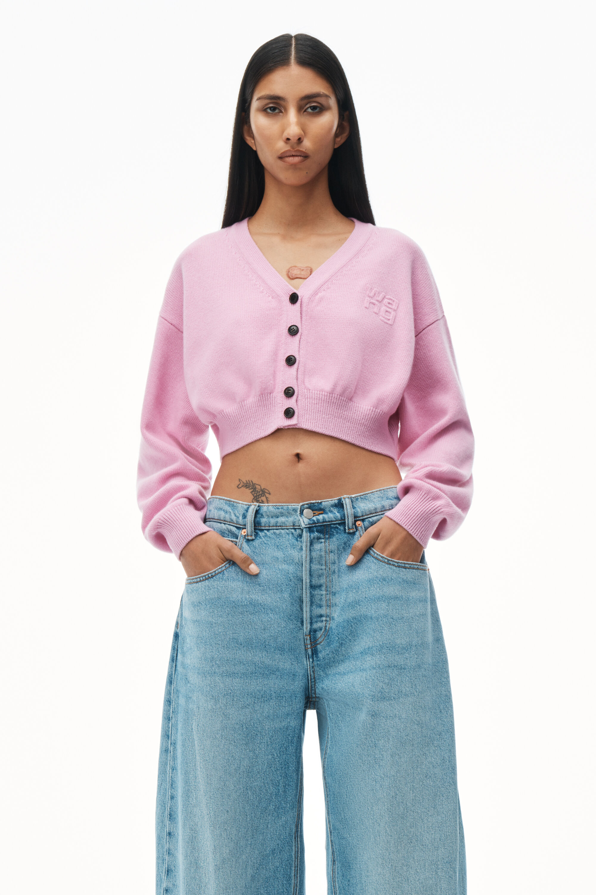 alexanderwang Long Sleeve Cardigan With V Neck PINK LAVENDER