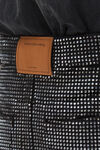 mini-jupe en denim de coton avec cristaux thermocollants