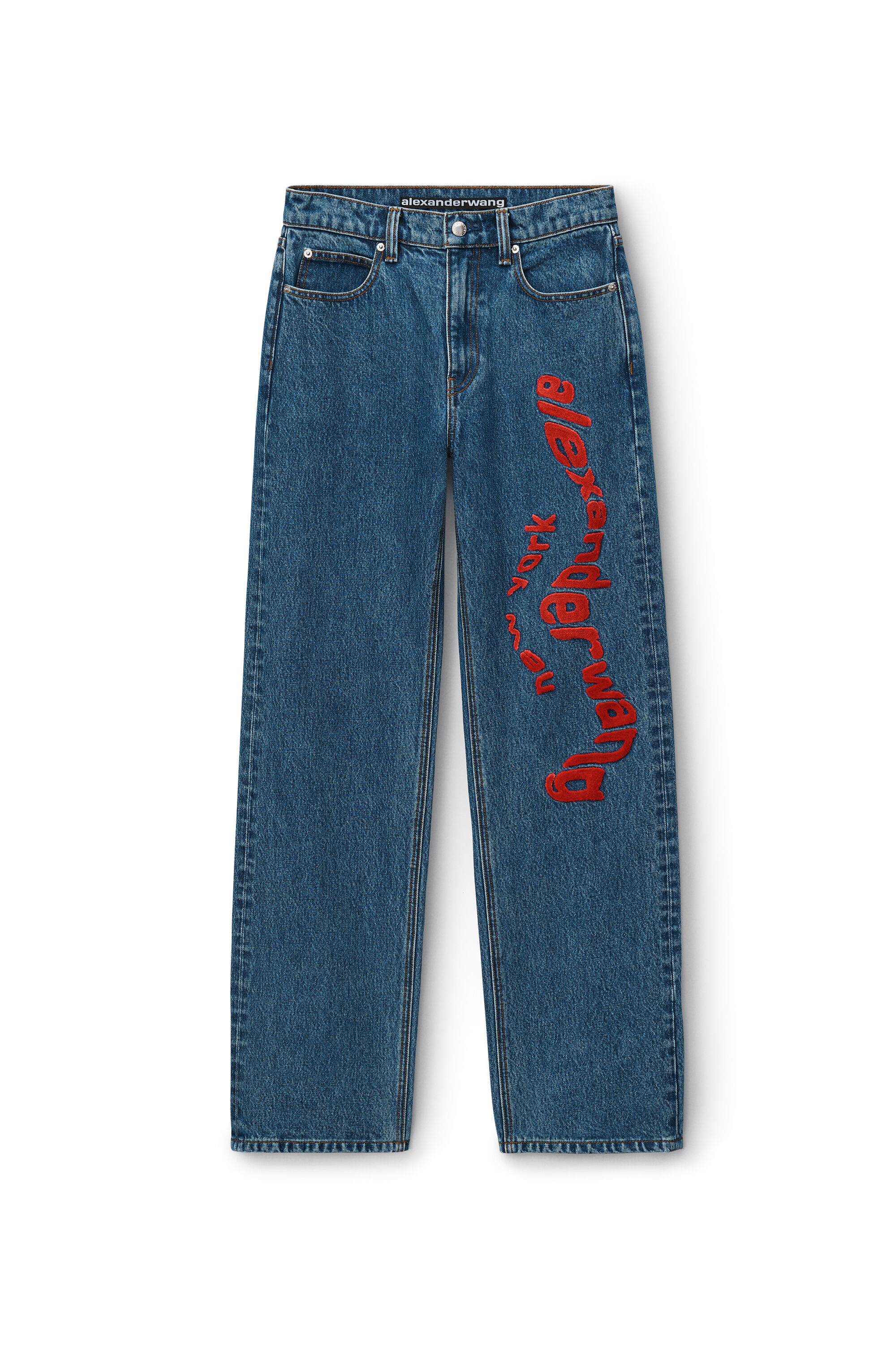 EZ wavy logo jean in denim in DEEP BLUE | alexanderwang®